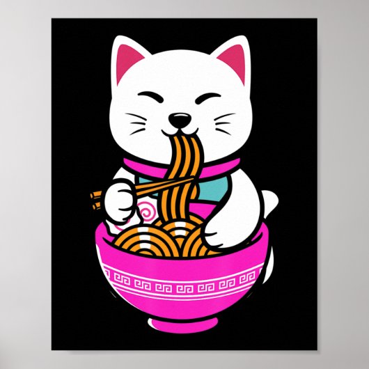 Ramen Cat Anime Neko Gift Kawaii Poster (Vorne)
