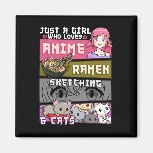 Ramen Cat Anime Sketching Just A Girl Who Lieben Magnet