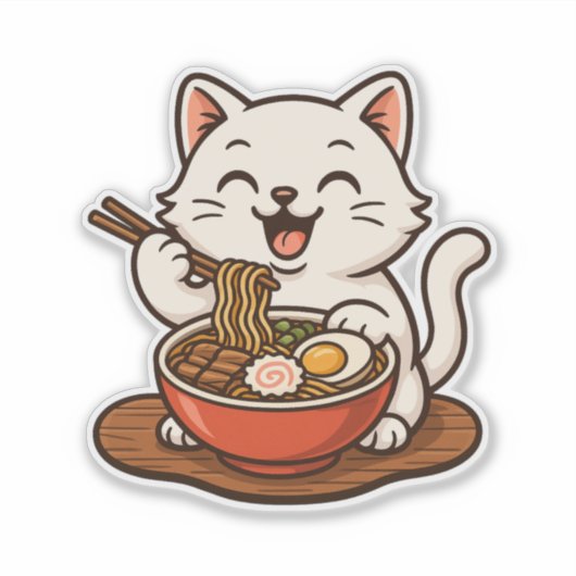 Ramen Cat Aufkleber (Vorderseite)