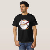 Ramen Cat Eating Noodles Design T - Shirt (Vorne ganz)
