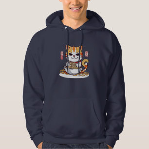 Ramen Cat Eating Noodles Design T - Shirt
