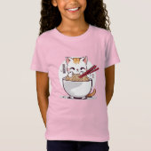 Ramen Cat Eating Noodles Design T - Shirt (Vorderseite)