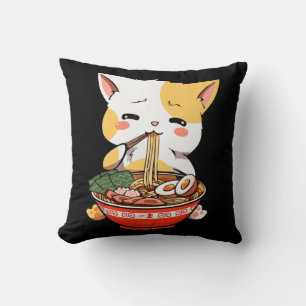 Ramen Cat Eating Noodles Kawaii Anime Merch Gift G Kissen