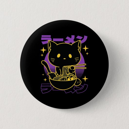 Ramen Cat Japanisch Button (Vorderseite)