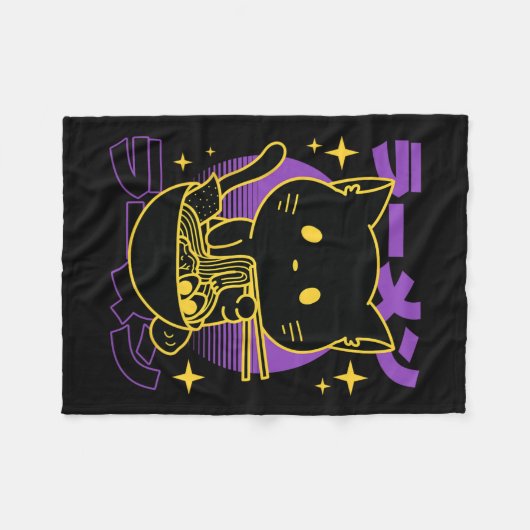Ramen Cat Japanisch Fleecedecke (Vorderseite (Horizontal))