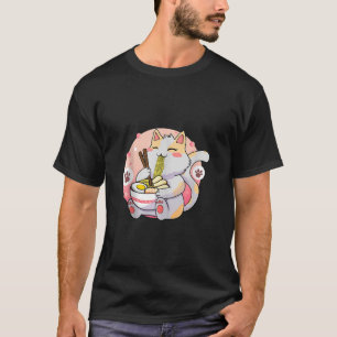 Ramen Cat Kawaii Anime Cat Eating Ramen Japanisch T-Shirt