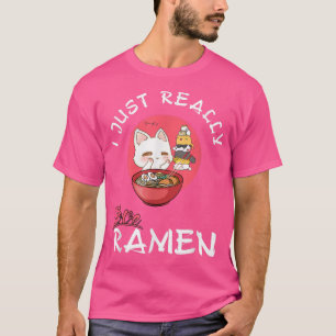 Ramen Cat Kawaii Anime Girl Liebe Ramen Cat Gesche T-Shirt