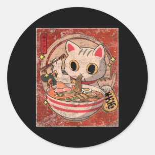Ramen Cat Kawaii Anime Japanese Food Gift Girls Th Runder Aufkleber