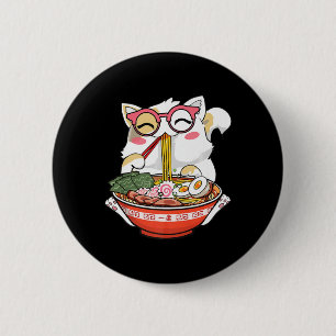 Ramen Cat Kawaii Anime Japanese Food Girls Officia Button