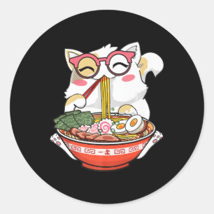 Ramen Cat Kawaii Anime Japanese Food Girls Officia Runder Aufkleber