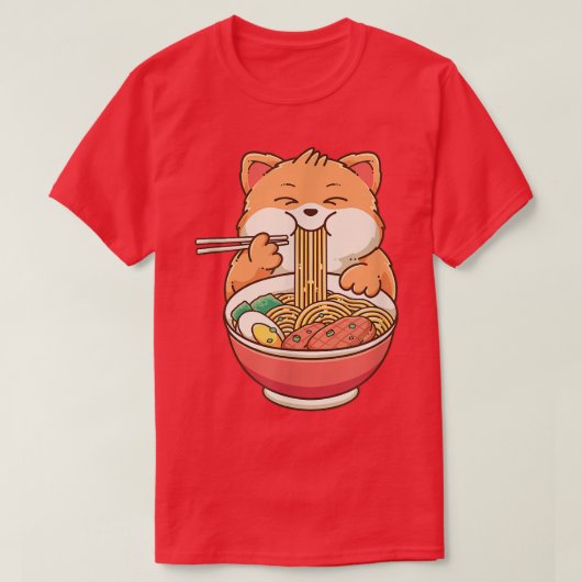 Ramen Cat Kawaii Anime Japanese Food Girls Teenage T-Shirt (Design vorne)