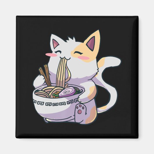 Ramen Cat Kawaii Anime Japanisches Geschenk Magnet (Vorne)