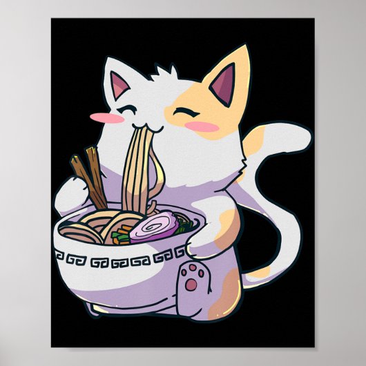 Ramen Cat Kawaii Anime Japanisches Geschenk Poster (Vorne)