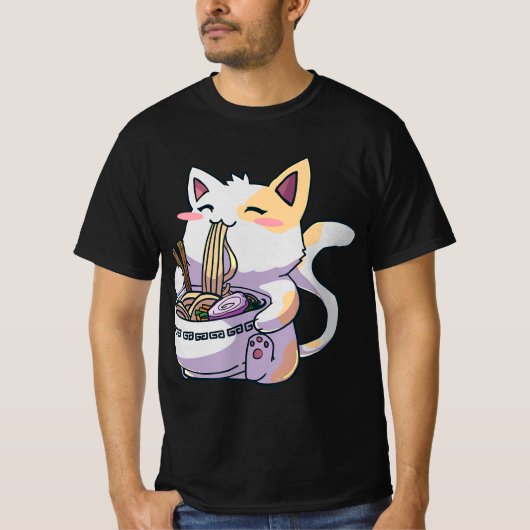 Ramen Cat Kawaii Anime Japanisches Geschenk T-Shirt (Vorderseite)