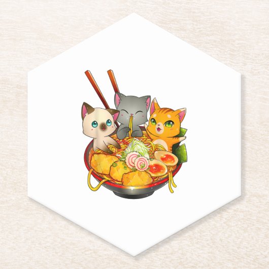 Ramen Cat Kawaii Neko Anime Otaku Cats Japanese Untersetzer (Vorderseite)