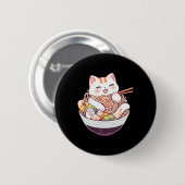 Ramen Cat Kawaii Neko Niedliches Anime Shirt für M Button (Vorne & Hinten)