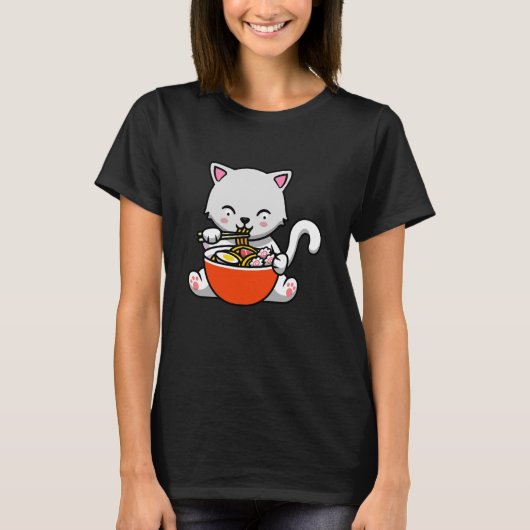 Ramen Cat Kawaii Sushi Anime Japanisches Geschenk T-Shirt (Vorderseite)