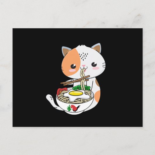 Ramen Cat Kitten Postkarte (Vorderseite)