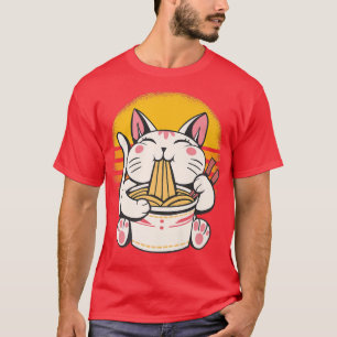 Ramen Cat Lover Kawaii Anime Premium T - Shirt