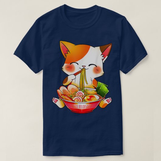 Ramen Cat Neko Anime Kawaii Japanisch T-Shirt (Design vorne)