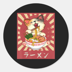 Ramen Cat Neko Anime Kawaii Japanischer Merch Gesc Runder Aufkleber