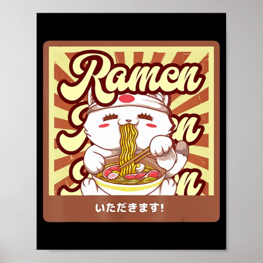 Ramen Cat Neko Anime Kawaii Japanisches Cat Lover  Poster (Vorne)