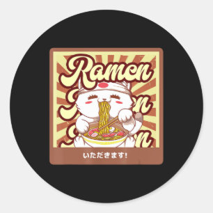 Ramen Cat Neko Anime Kawaii Japanisches Cat Lover Runder Aufkleber
