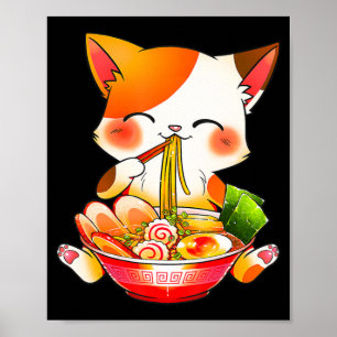 Ramen Cat Neko Anime Kawaii japanisches Geschenk G Poster