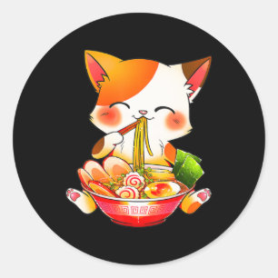 Ramen Cat Neko Anime Kawaii japanisches Geschenk G Runder Aufkleber