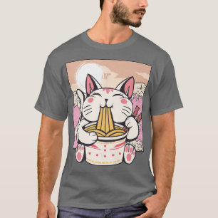 Ramen Cat Neko Japanisch Anime Kawaii Niedlich Kor T-Shirt