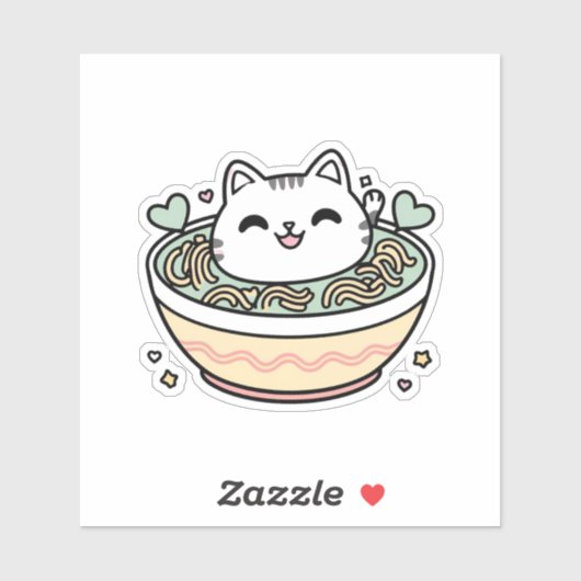 Ramen Cat - Niedlich Kawaii Aufkleber (Blatt)
