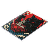 Ramen Cat Notebook Japanese Ukiyo-e Black CatAnime Notizblock (Linke Seite)