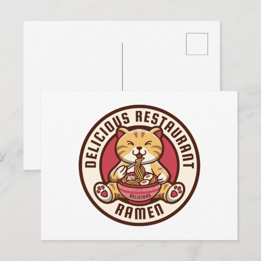 Ramen Cat Postkarte (Vorne/Hinten)