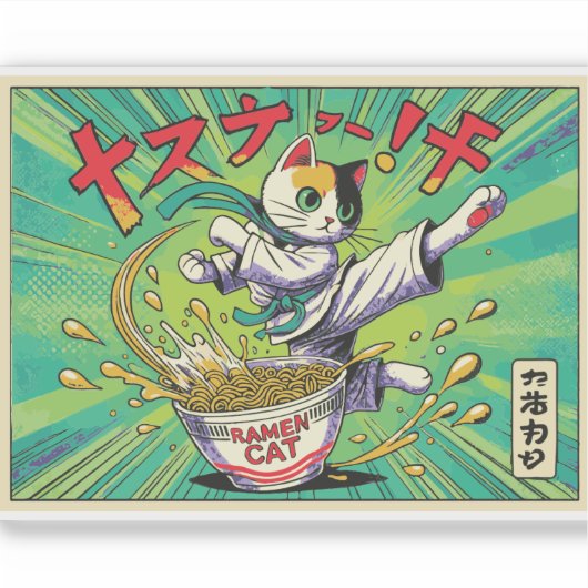 Ramen Cat Sticker (Vorderseite)