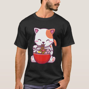 Ramen Cat T Kawaii Anime T-Shirt Japanisch Noodles