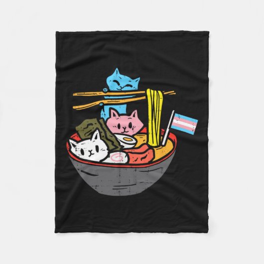Ramen Cat Transgender Lgbt Trans Pride Janpanese N Fleecedecke (Vorderseite)