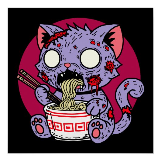 Ramen Cat Zombie Poster (Vorderseite)