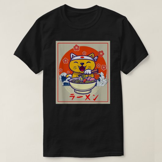 Ramen Cute Cat Kawaii Anime Japanese Food Neko Tee (Design vorne)