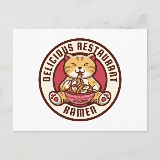 Ramen cute Cat Postkarte (Vorderseite)