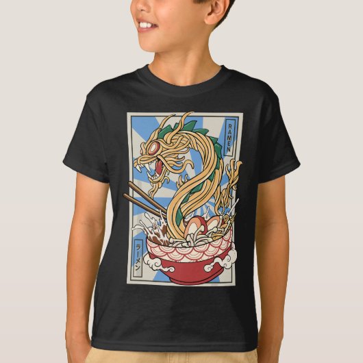 Ramen Dragon japanische Nudelsuppe T-Shirt (Vorderseite)
