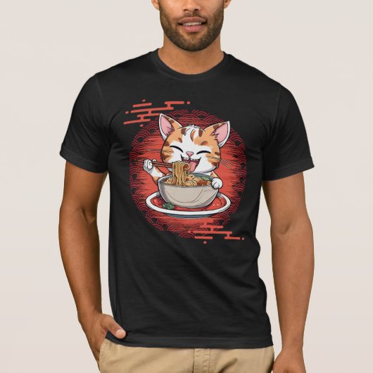 Ramen Eating Cat T-Shirt (Vorderseite)