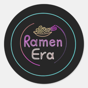 RAMEN ERA, japanisches Essen, NEON STYLE Runder Aufkleber