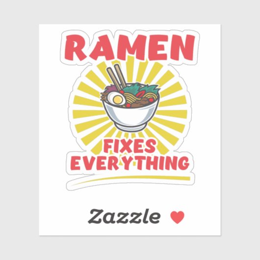 Ramen fixt alles - Funny Ramen Quote Design Aufkleber (Blatt)