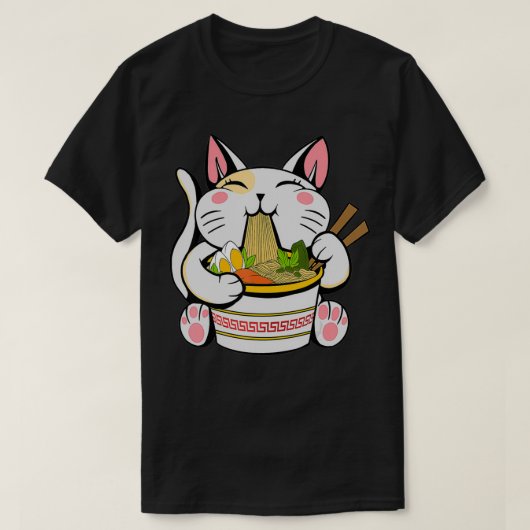 Ramen Japanisch Kawaii Cat Anime T-Shirt (Design vorne)
