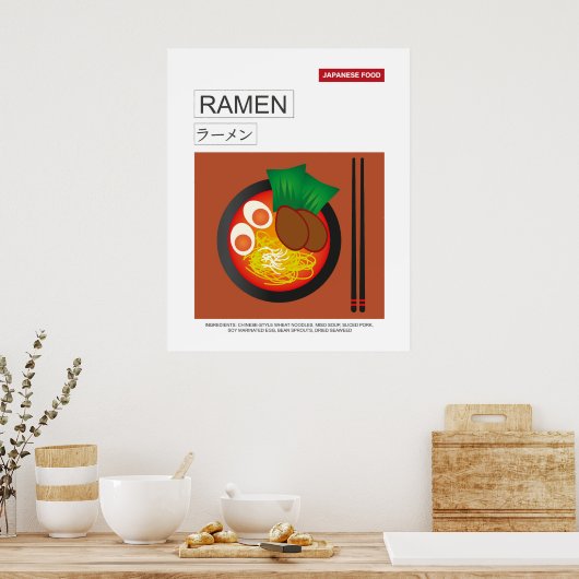 Ramen, japanisches Essen, Vector Art Poster (Küche)