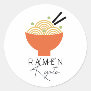 Ramen/japanisches Restaurant Weiße Moderne Geschäf Runder Aufkleber
