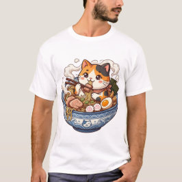 Ramen-Katze Anime Kawaii Illustrations T-Shirt Des