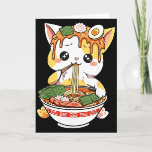Ramen-Katze Design Kawaii Stil Lustige japanische  Karte
