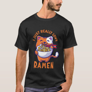 Ramen-Katze-Shirt-Nudeln Japanisches Kätzchen Katz T-Shirt