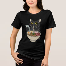Ramen-Katze-Shirt, Süßes Schwarzkatze-Nudeln-T-Shi
